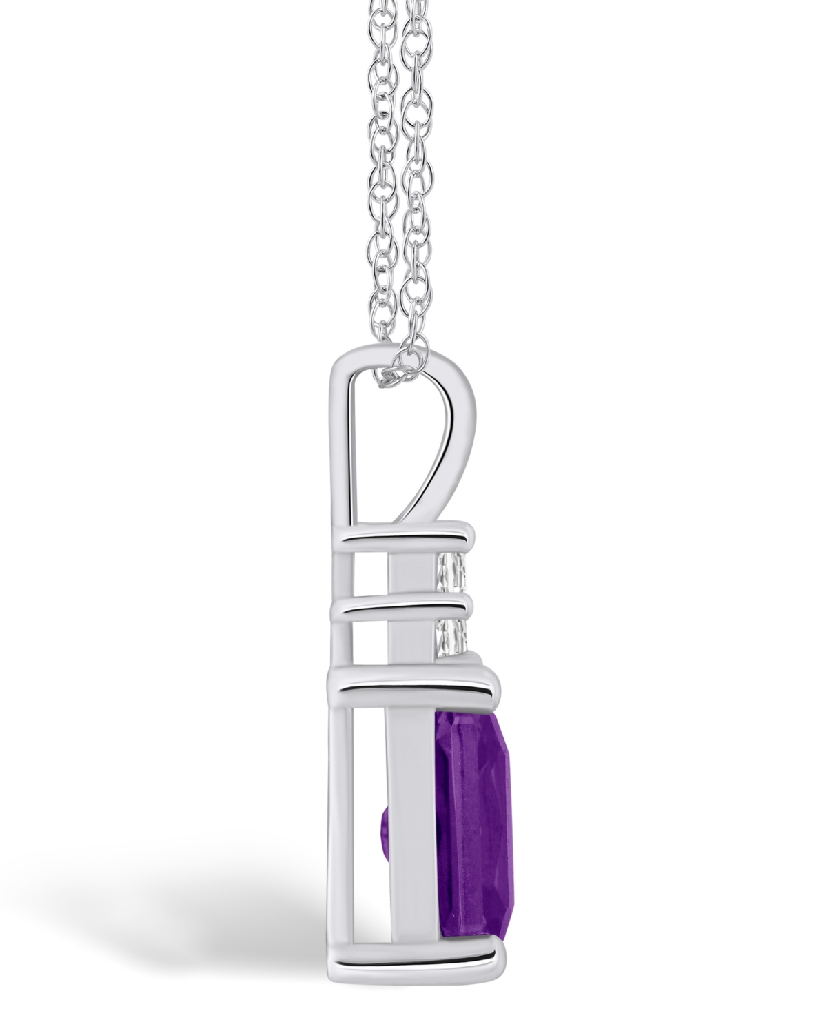 Macy's(1-5/8 Ct. T.w.) and Diamond (1/10 Ct. T.w.) Pendant Necklace in 14K White Gold - Amethyst