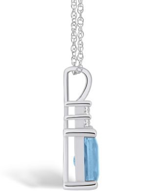 Aquamarine (1-3/8 Ct. T.W.) and Diamond (1/10 Ct. T.W.) Pendant Necklace in 14K White Gold