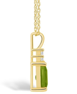Peridot (1-3/4 Ct. T.W.) and Diamond (1/10 Ct. T.W.) Pendant Necklace in 14K Yellow Gold