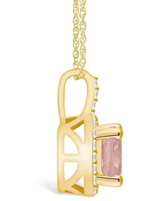 Morganite (2 Ct. T.W.) and Diamond (1/4 Ct. T.W.) Halo Pendant Necklace in 14K Yellow Gold