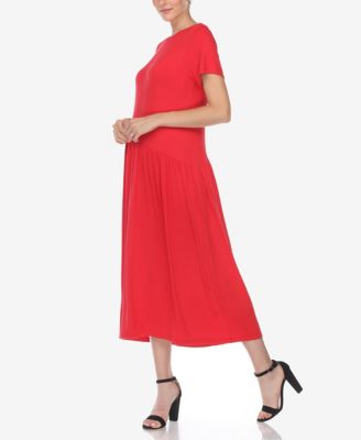 Women's Short Sleeve Asymmetrical Waist Maxi Dress