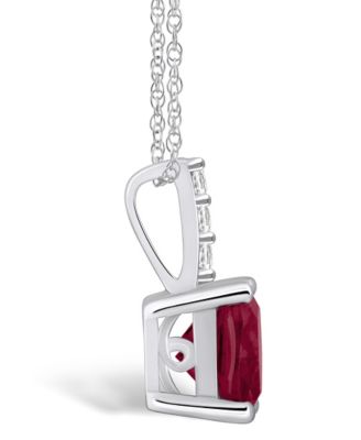 Garnet (2-3/4 Ct. T.W.) and Diamond Accent Pendant Necklace in 14K White Gold