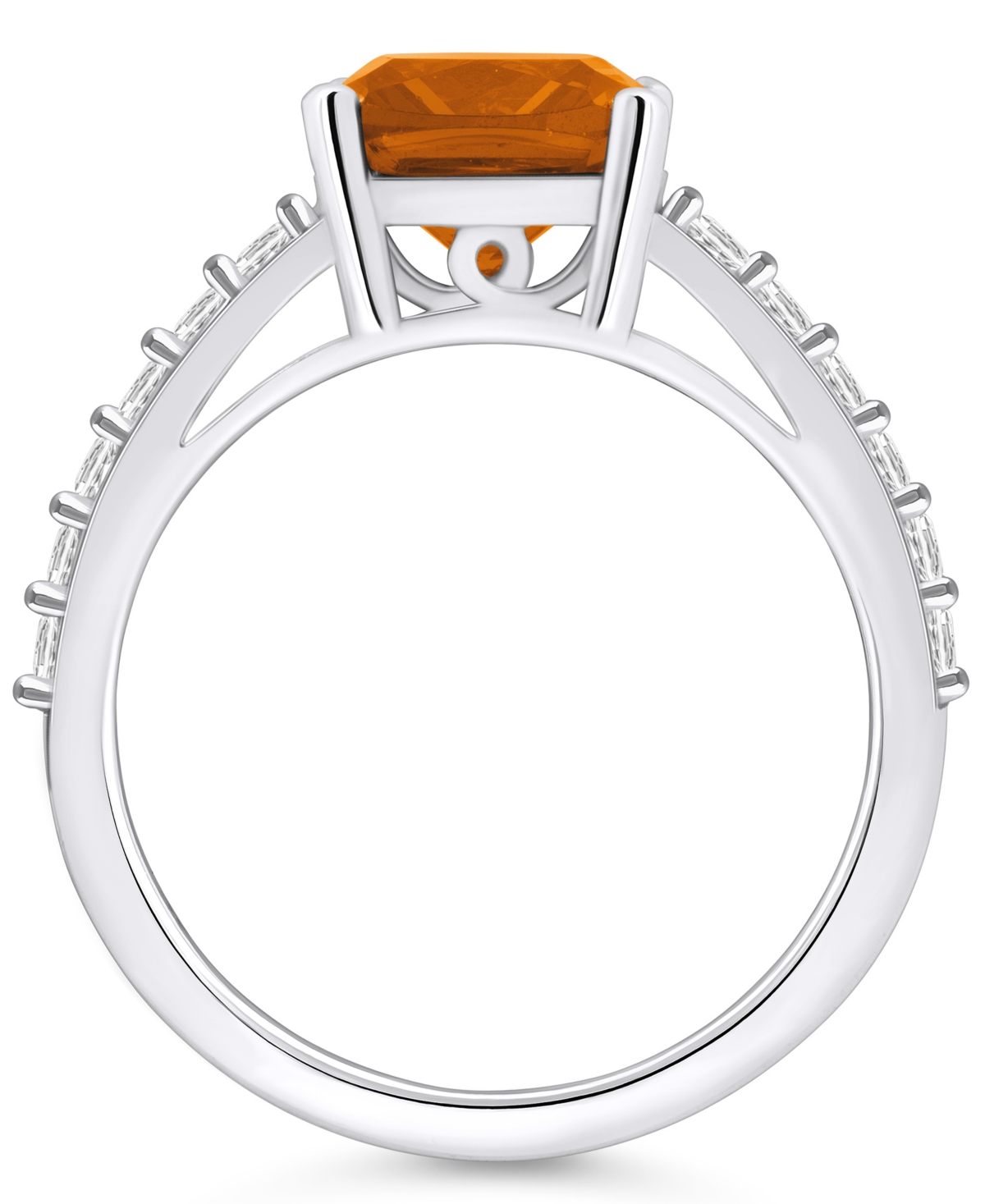Macy's(2 Ct. T.w.) and Diamond (1/3 Ct. T.w.) Ring in 14K White Gold - Citrine