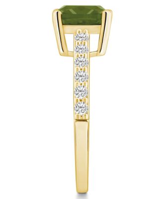 Peridot (2-3/8 Ct. T.W.) and Diamond (1/3 Ct. T.W.) Ring in 14K Yellow Gold
