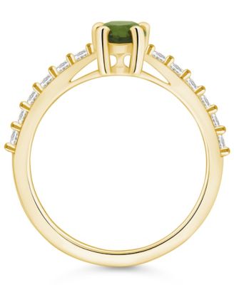 Peridot (1 Ct. T.W.) and Diamond (1/3 Ct. T.W.) Ring in 14K Yellow Gold