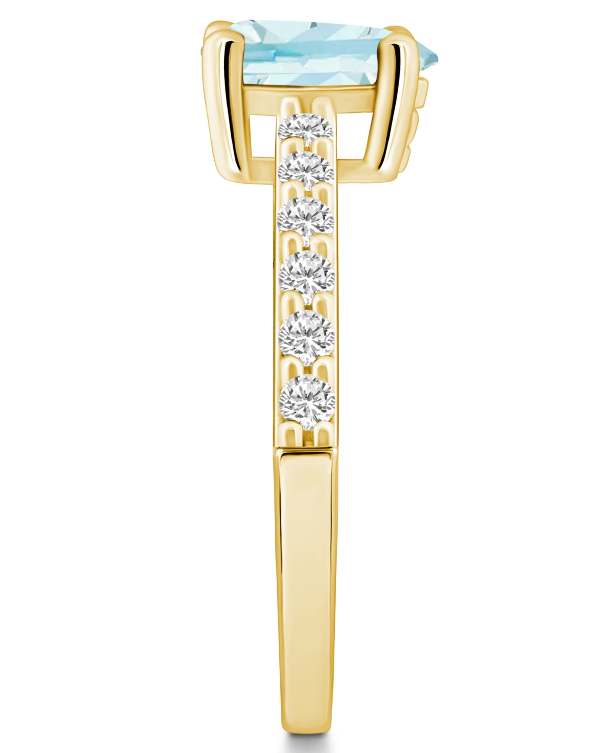 Macy's(3/4 Ct. T.w.) and Diamond (1/3 Ct. T.w.) Ring in 14K Yellow Gold - Aquamarine