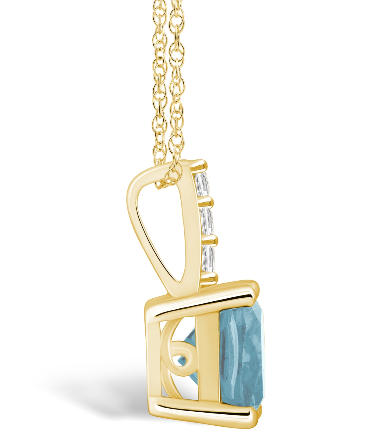 Macy's(2 Ct. T.w.) and Diamond Accent Pendant Necklace in 14K Yellow Gold - Aquamarine