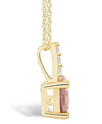 Morganite (3/4 Ct. T.W.) and Diamond Accent Pendant Necklace in 14K Yellow Gold