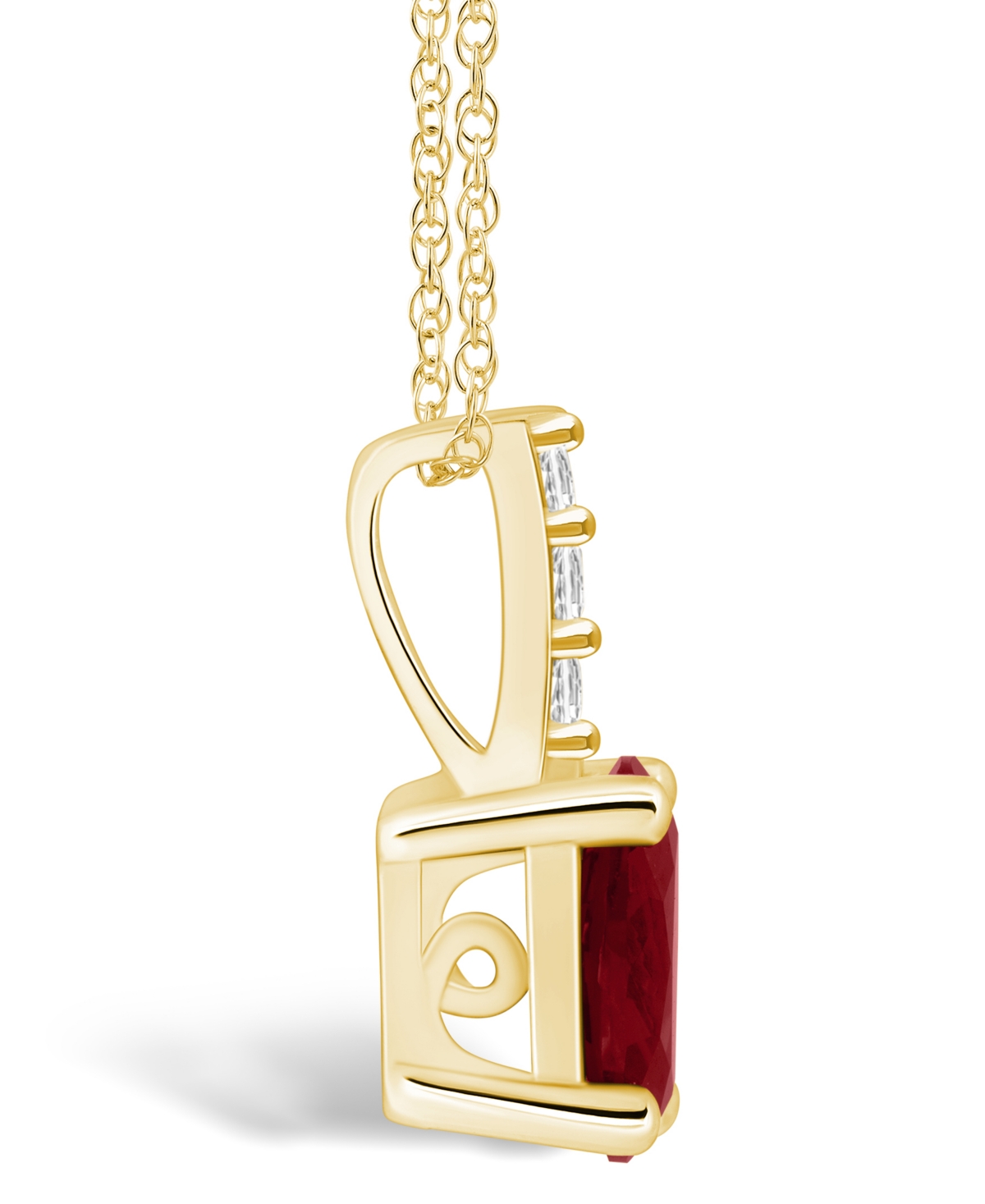 Macy's(1-1/2 Ct. T.w.) and Diamond Accent Pendant Necklace in 14K Yellow Gold - Garnet