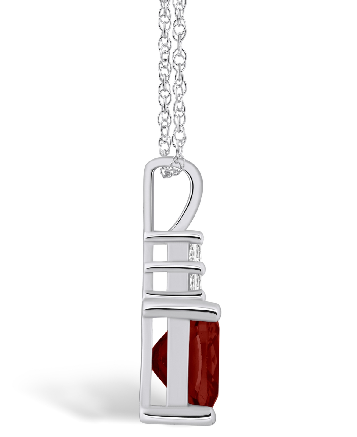 Macy's(2-3/4 Ct. T.w.) and Diamond (1/10 Ct. T.w.) Pendant Necklace in 14K White Gold - Garnet