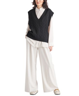 Black Tape Women's Sleeveless Cable-Knit Sweater Vest - Macy's