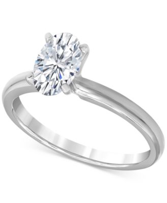 Macy's - Diamond Oval-Cut Solitaire Engagement Ring (1 ct. t.w.) in 14k White Gold