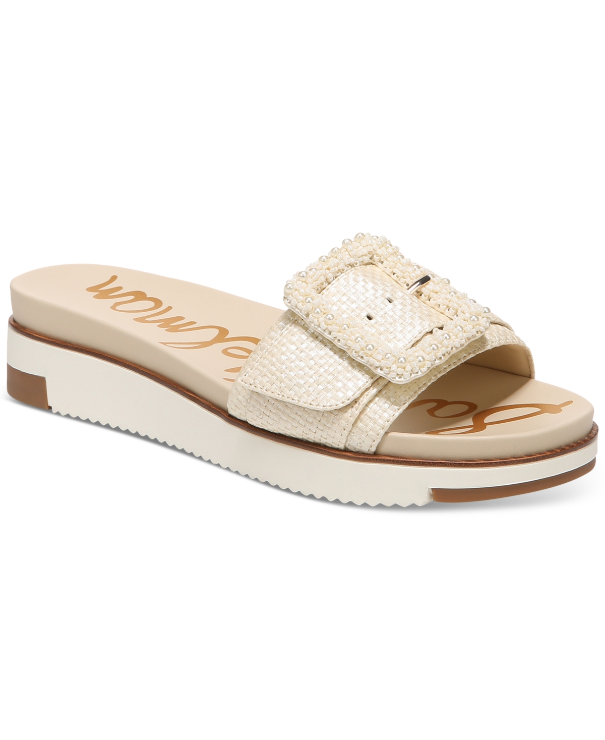 Sam Edelman Ariane Beaded Slip-on Sandal In Platnum