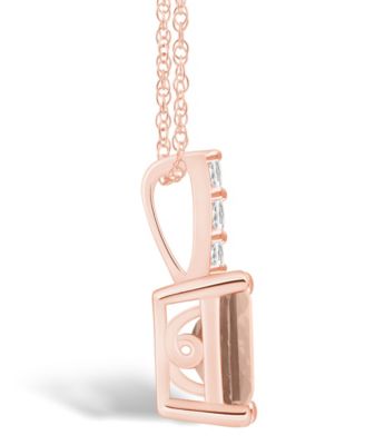 Morganite (1-3/8 Ct. T.W.) and Diamond Accent Pendant Necklace in 14K Rose Gold