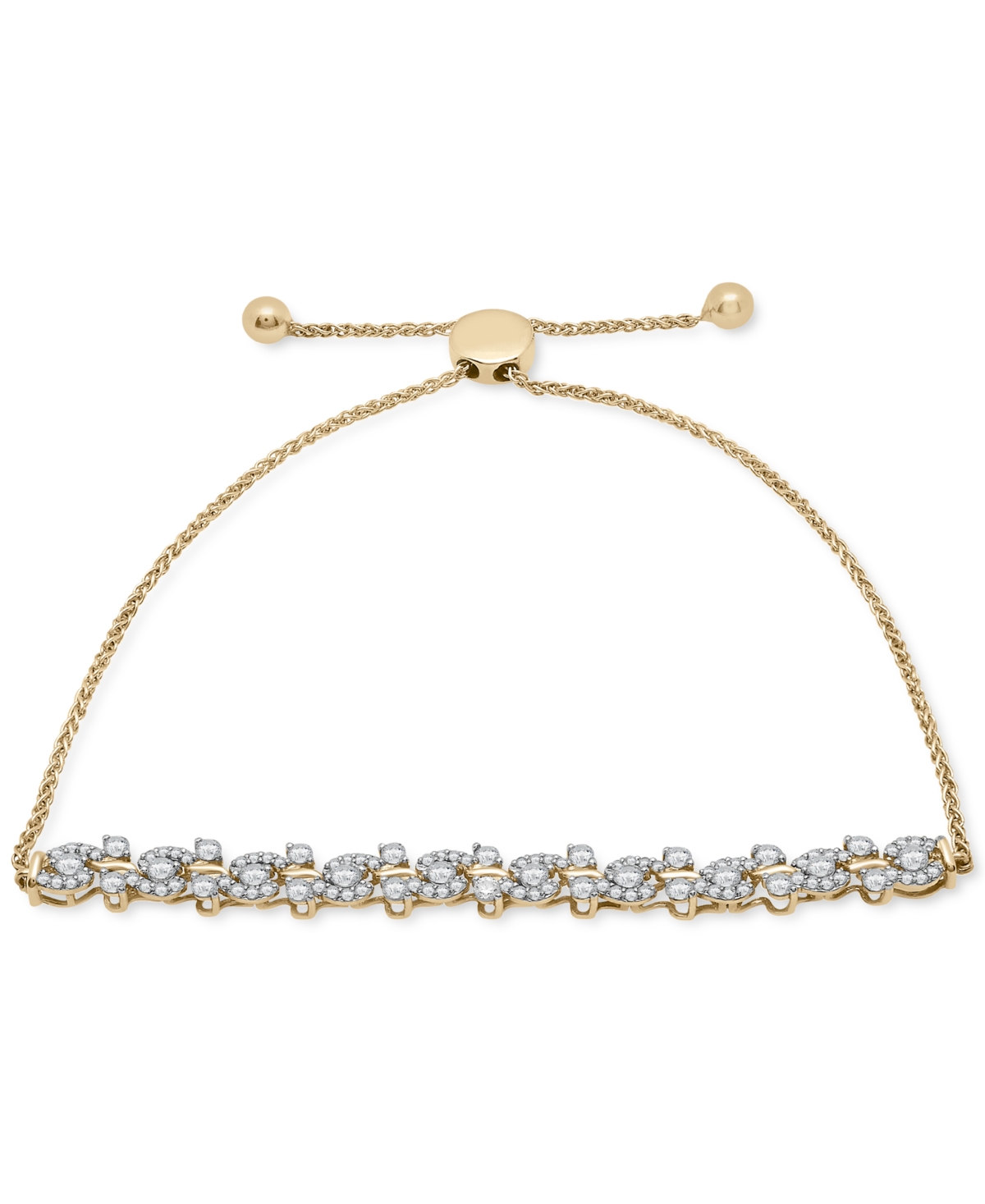 Diamond Swirl Cluster Bolo Bracelet (1 ct. t.w.) in 14k Gold, Created for Macy's - Yellow Gold