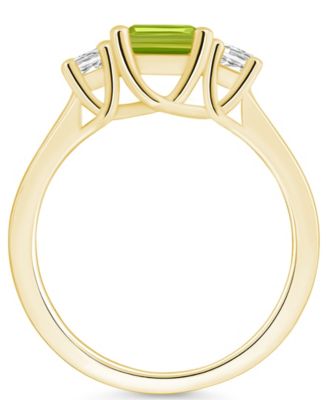 Peridot and Diamond Ring (1-3/4 ct.t.w and 1/4 ct.t.w) 14K Yellow Gold