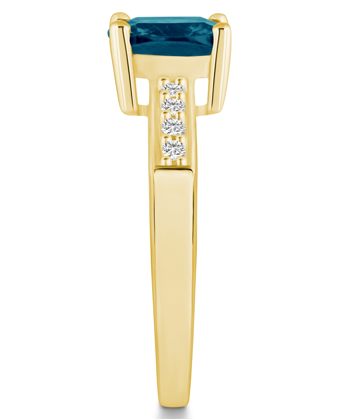Macy'sand Diamond Ring (2-3/4 ct.t.w and 1/8 ct.t.w) 14K Yellow Gold - London Blue Topaz