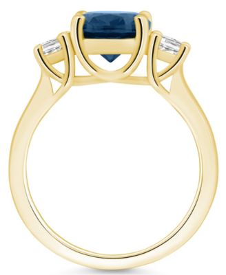 London Blue Topaz and Diamond Ring (3-5/8 ct.t.w and 1/3 ct.t.w) 14K Yellow Gold