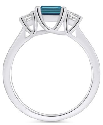 London Blue Topaz and Diamond Ring (2 ct.t.w and 1/4 ct.t.w) 14K White Gold