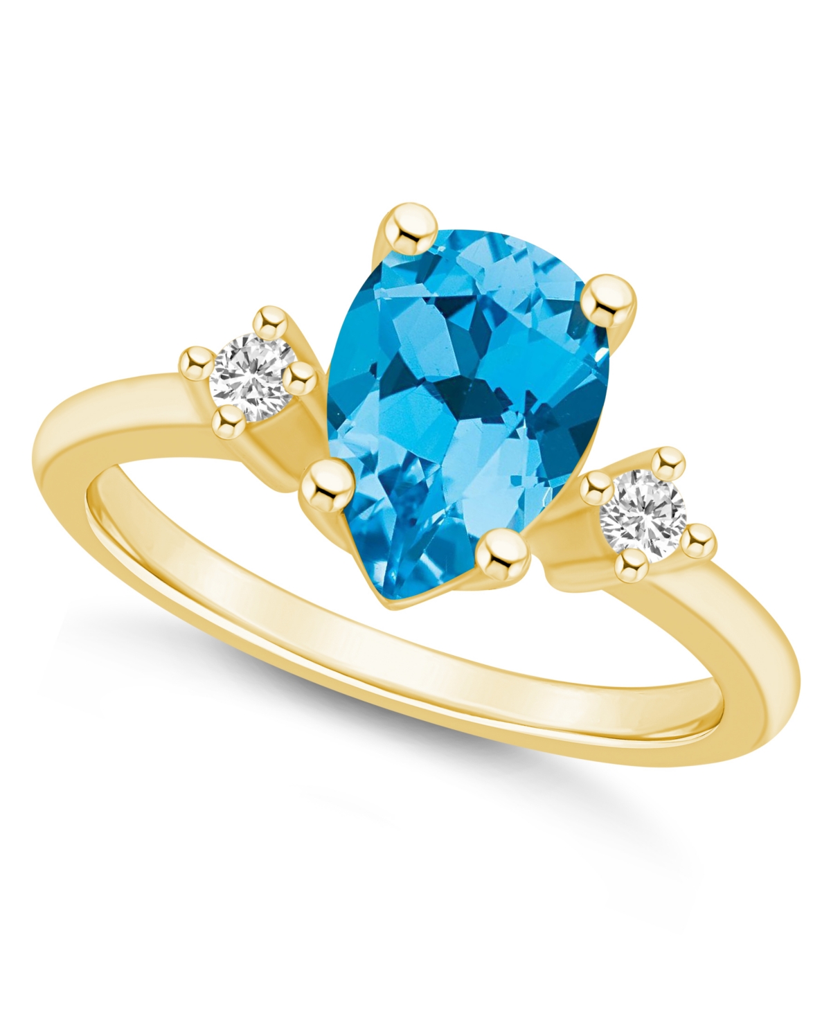Macy's Blue Topaz And Diamond Ring (2-1/2 Ct.t.w And 1/10 Ct.t.w) 14k Yellow Gold In Blue