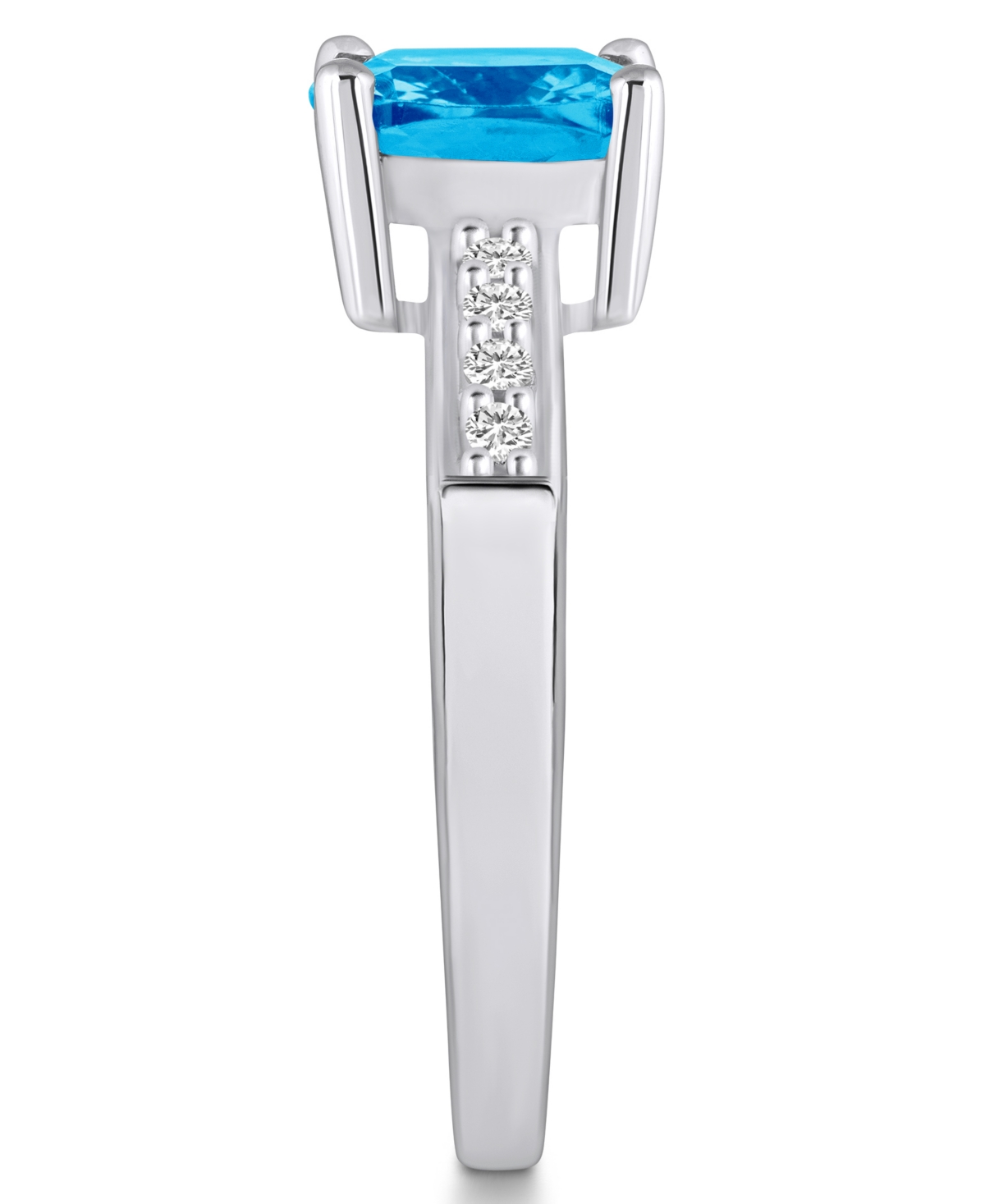 Macy'sand Diamond Ring (2-3/4 ct.t.w and 1/8 ct.t.w) 14K White Gold - Blue Topaz