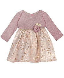Baby Girls Long Sleeve Bodice Jacquard Skirt Dress