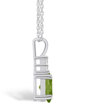 Peridot (1-1/3 Ct. T.W.) and Diamond (1/10 Ct. T.W.) Pendant Necklace in 14K White Gold