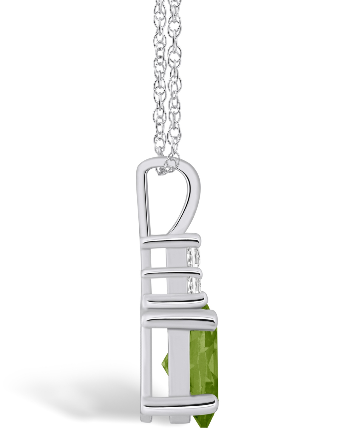 Macy's(1-1/3 Ct. T.w.) and Diamond (1/10 Ct. T.w.) Pendant Necklace in 14K White Gold - Peridot