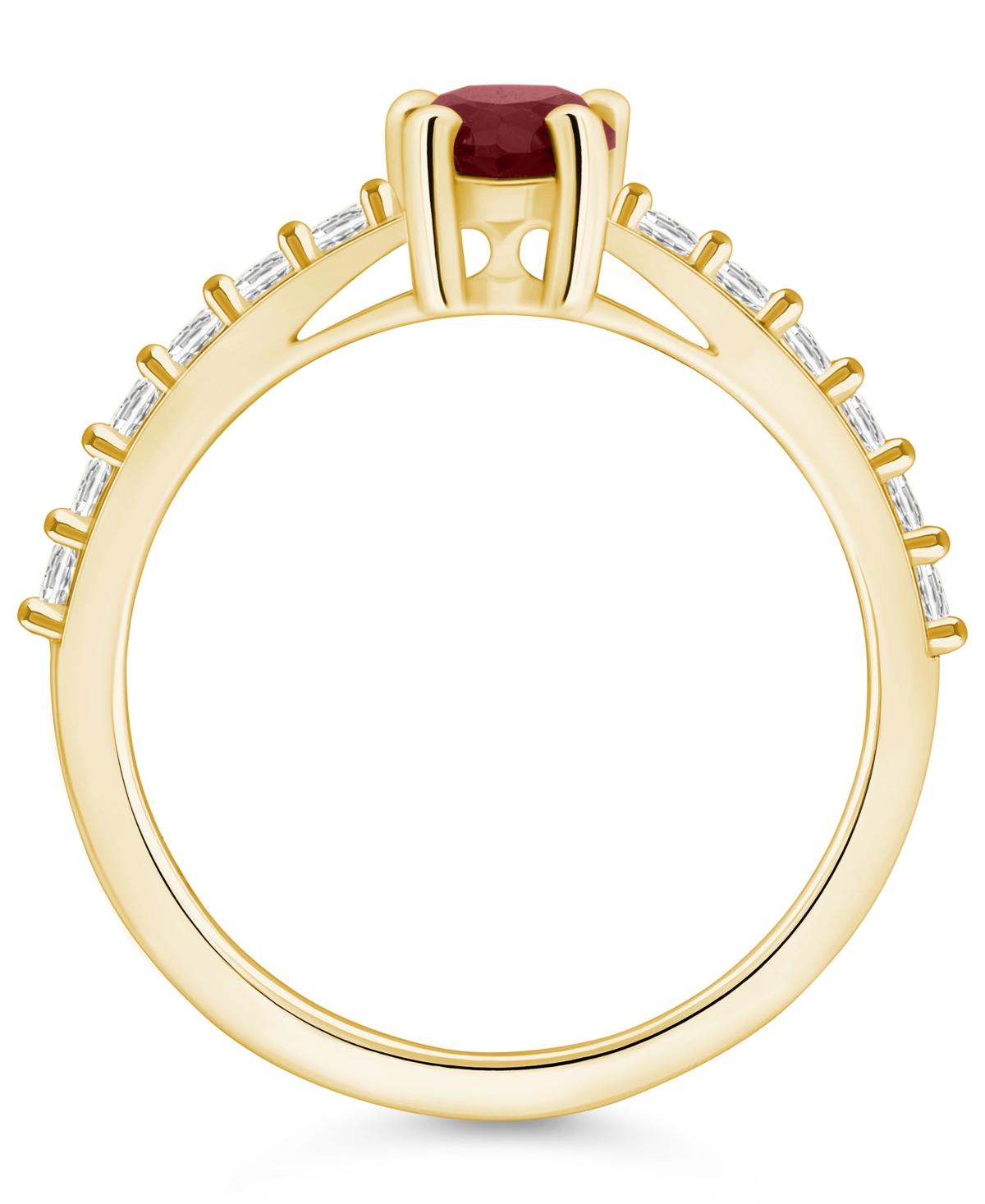 Macy's(1-1/10 Ct. T.w.) and Diamond (1/3 Ct. T.w.) Ring in 14K Yellow Gold - Garnet