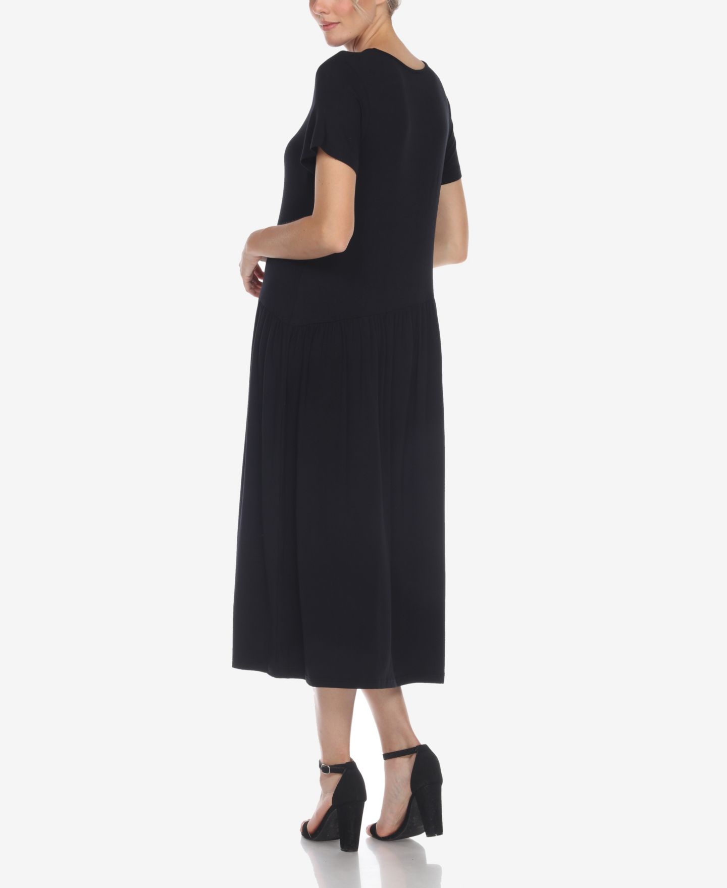 Женское платье White Mark Short Sleeve Asymmetrical Waist Maxi, цвет: Чёрный — фото 2