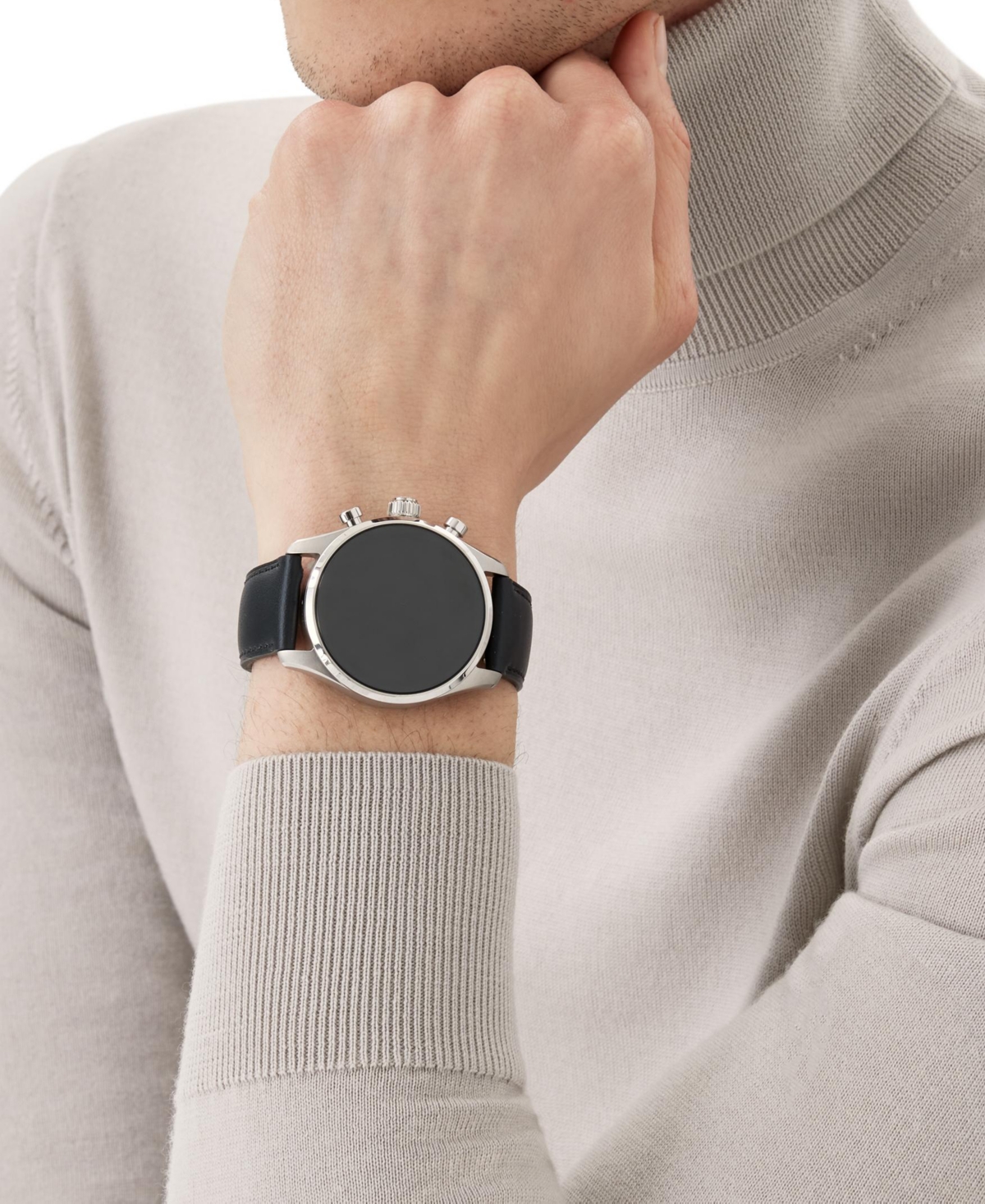 Montblanc Men's Summit 3 Black Leather Strap Smart Watch 42mm In Black