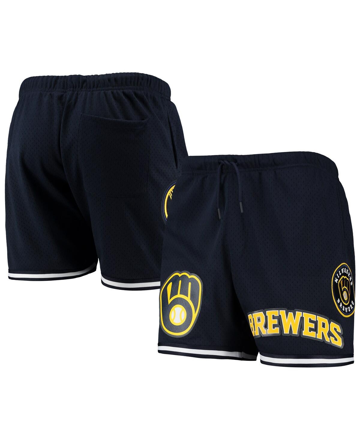 Pro Standard Navy Milwaukee Brewers Logo Mesh Shorts In Navy