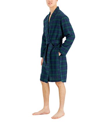Club Room Men's Plaid Plush Flannel Robe, Created for Macy's - Macy's