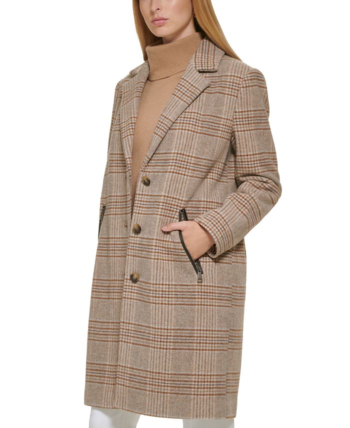 DKNY Women's Plaid Walker Coat, Created for Macy's & Reviews Coats