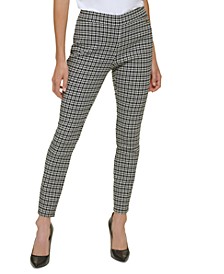 Women's Houndstooth-Print Stretch Pull-On Pants
