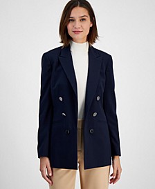 Women's Bi-Stretch Faux-Double-Breasted Jacket, Created for Macy's