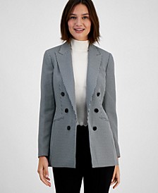 Women's Houndstooth Faux-Double-Breasted Jacket, Created for Macy's
