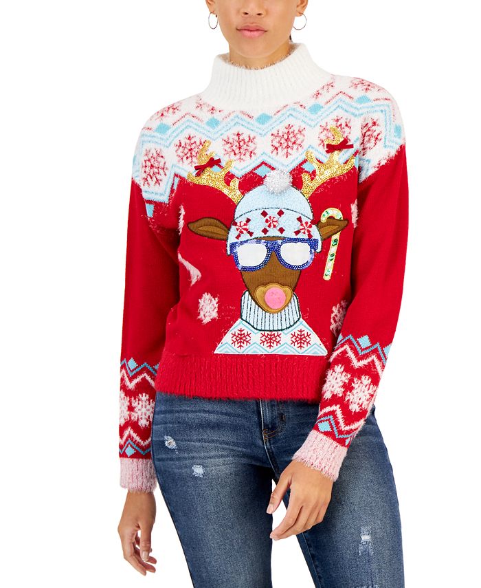 Hooked Up by IOT Juniors Apres Ski Reindeer Sweater Macy s