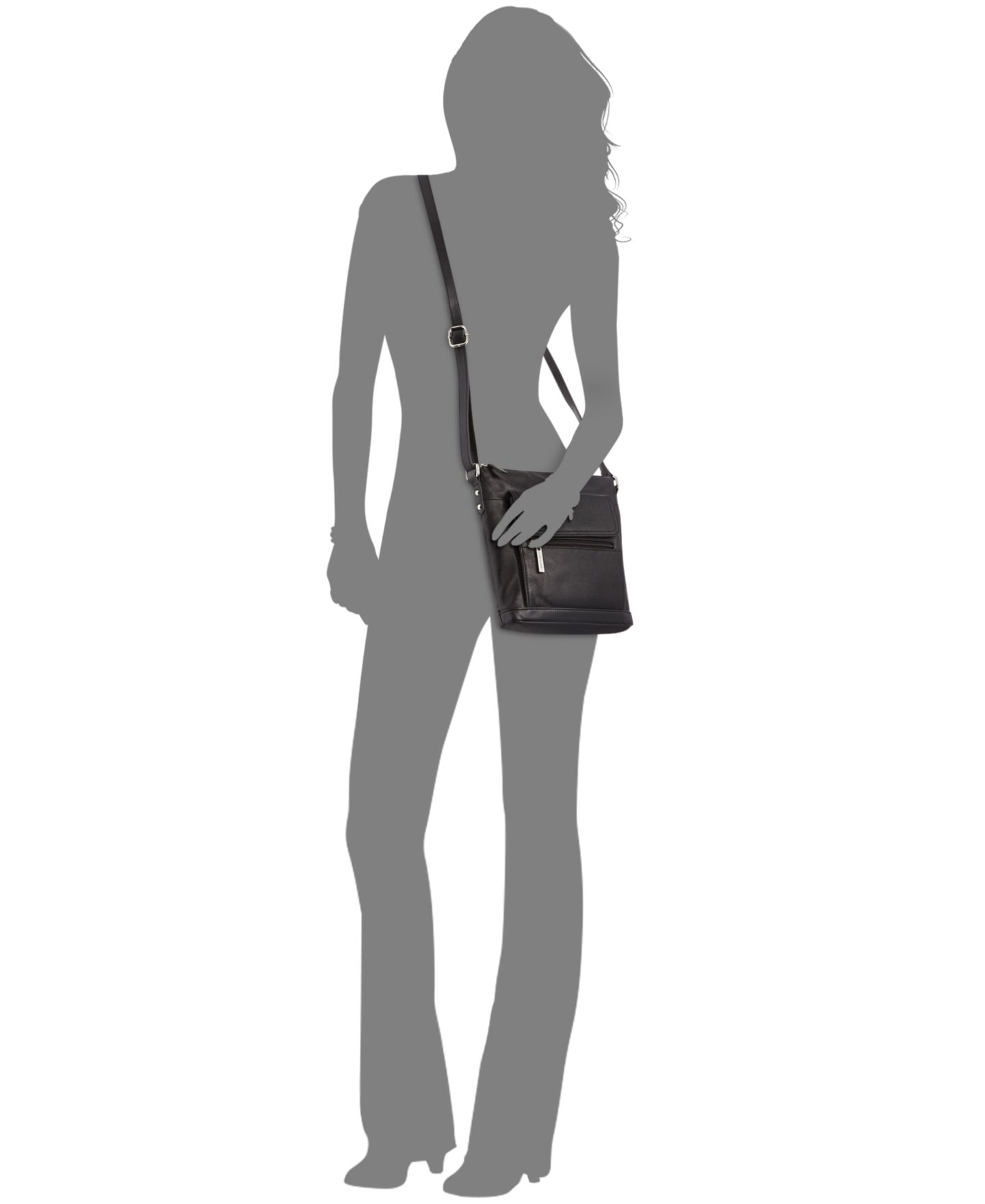 Женская сумка Giani Bernini Venice Nappa Leather Crossbody, цвет: Чёрный / Серебряный — фото 4
