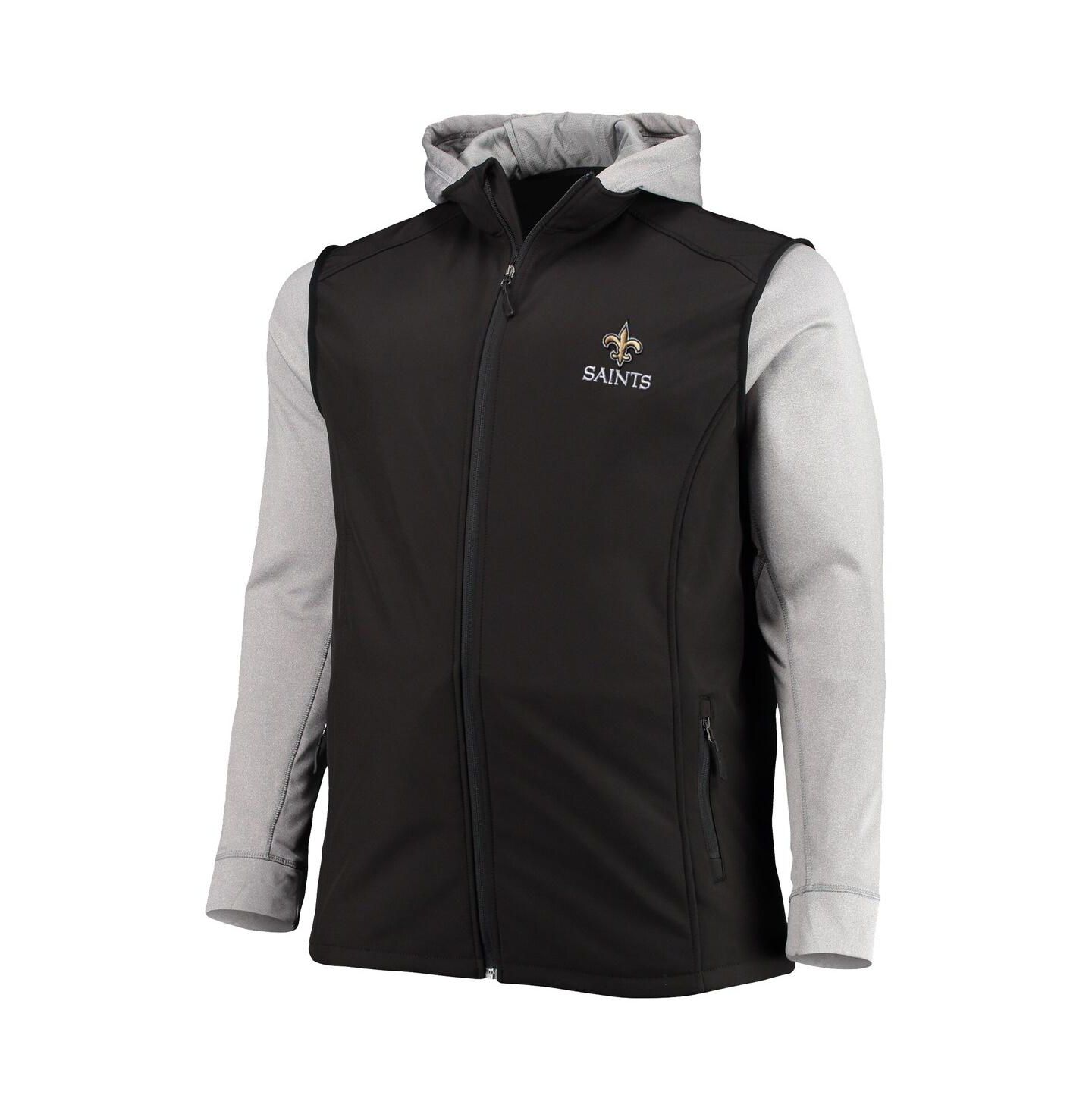 Мужская куртка Dunbrooke Black and Gray New Orleans Saints Big and Tall Alpha Full-Zip Hoodie Jacket — фото 4