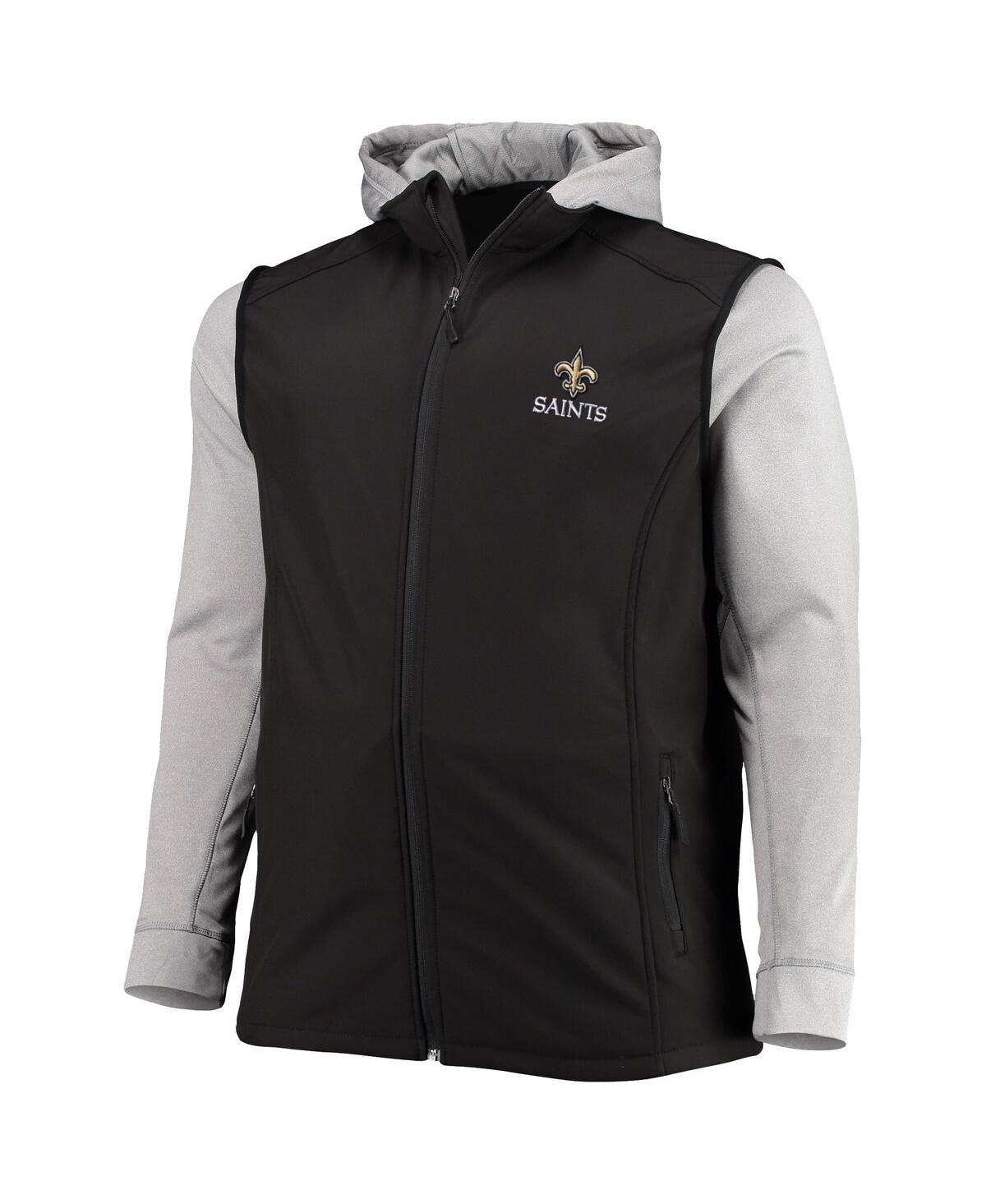 DUNBROOKE MEN'S DUNBROOKE BLACK AND GRAY NEW ORLEANS SAINTS BIG AND TALL ALPHA FULL-ZIP HOODIE JACKET 