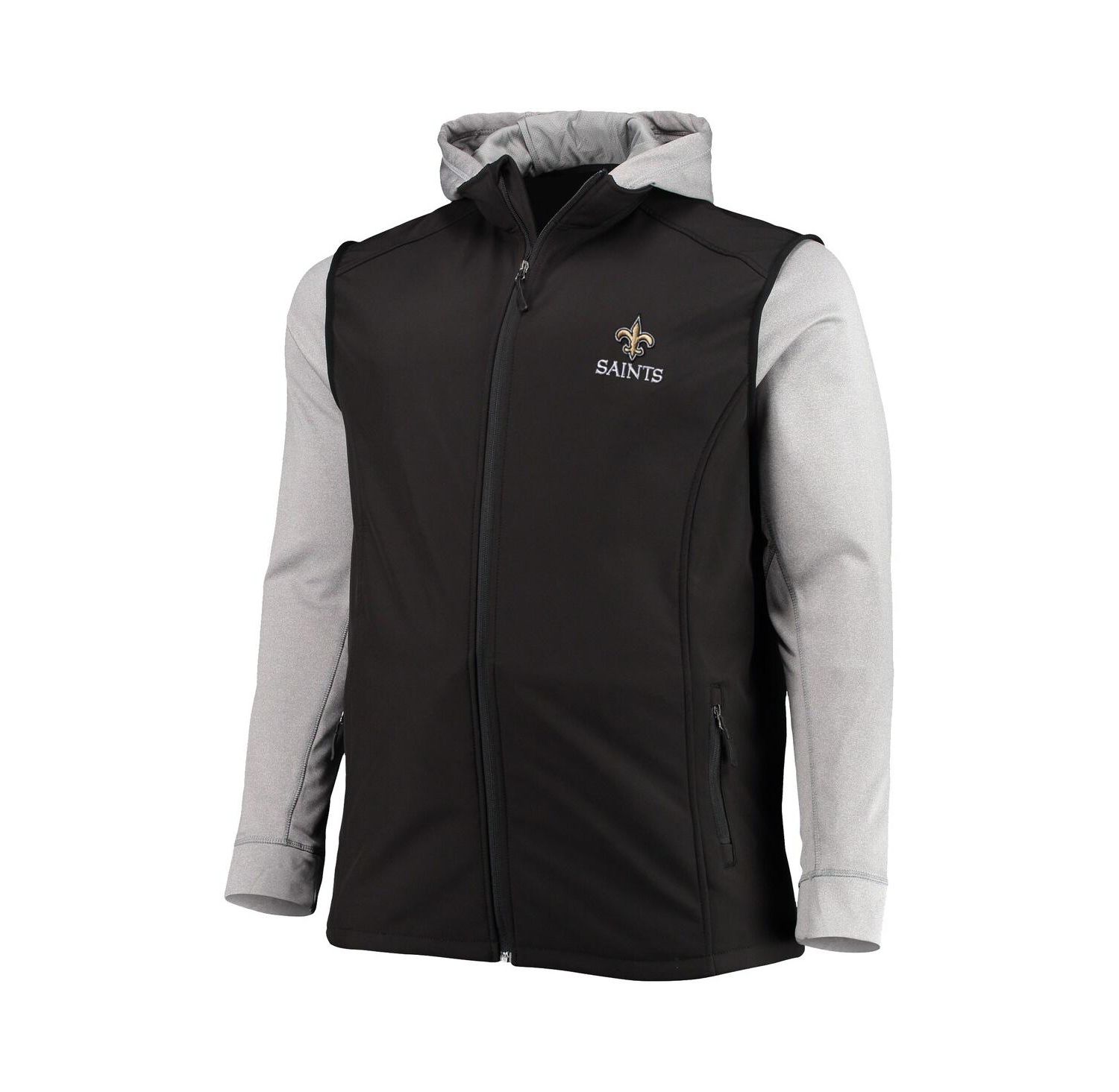 Men's Black and Gray New Orleans Saints Big and Tall Alpha Full-Zip Hoodie Jacket