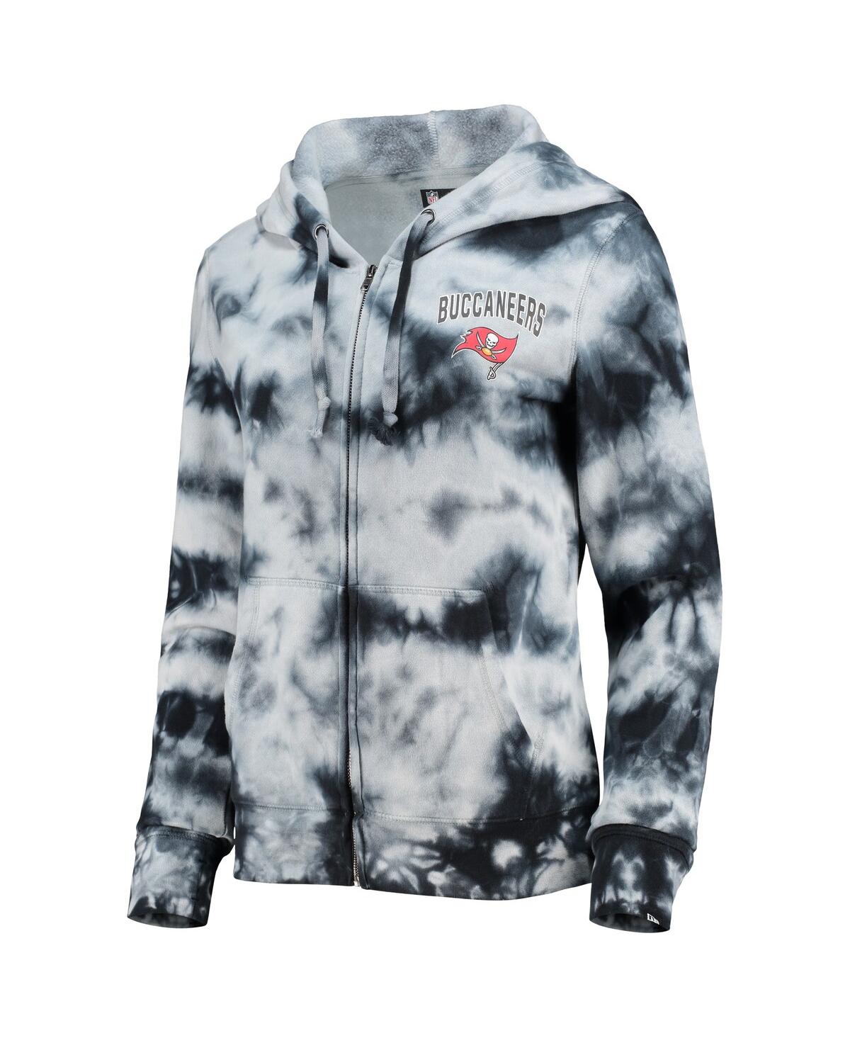 NEW ERA WOMEN'S NEW ERA BLACK TAMPA BAY BUCCANEERS TIE-DYE FLEECE FULL-ZIP HOODIE 
