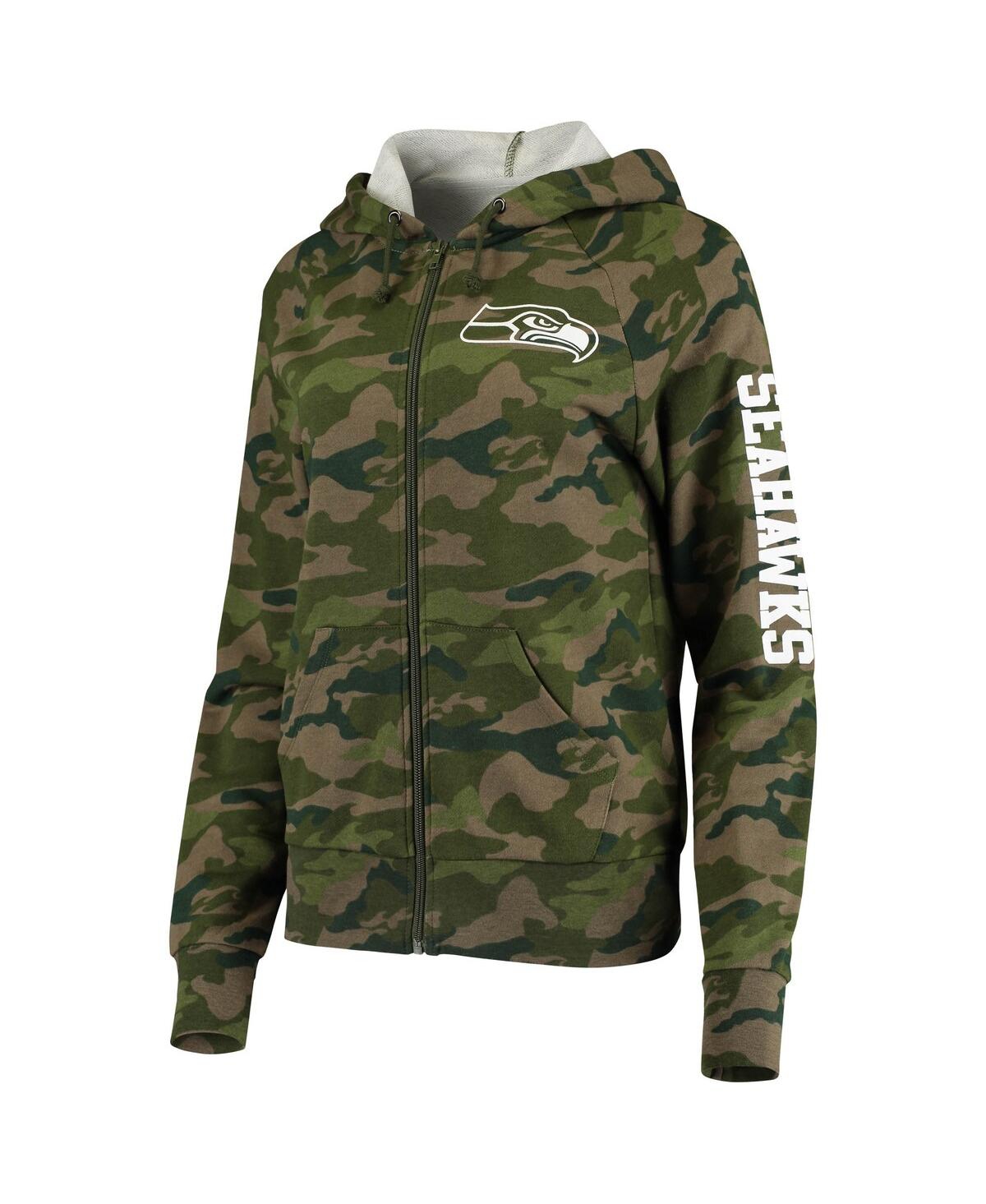 NEW ERA WOMEN'S NEW ERA CAMO SEATTLE SEAHAWKS RAGLAN FULL-ZIP HOODIE 