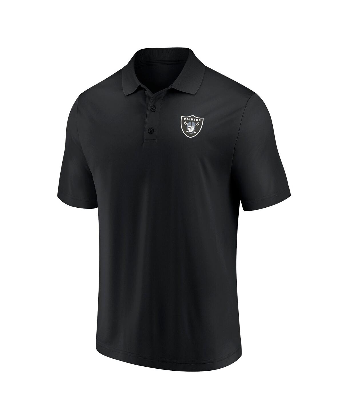 Shop Fanatics Men's  Black And Silver Las Vegas Raiders Home And Away 2-pack Polo Shirt Set In Black,silver