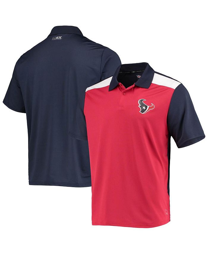 Msx By Michael Strahan Mens Red Navy Houston Texans Challenge Color Block Performance Polo 