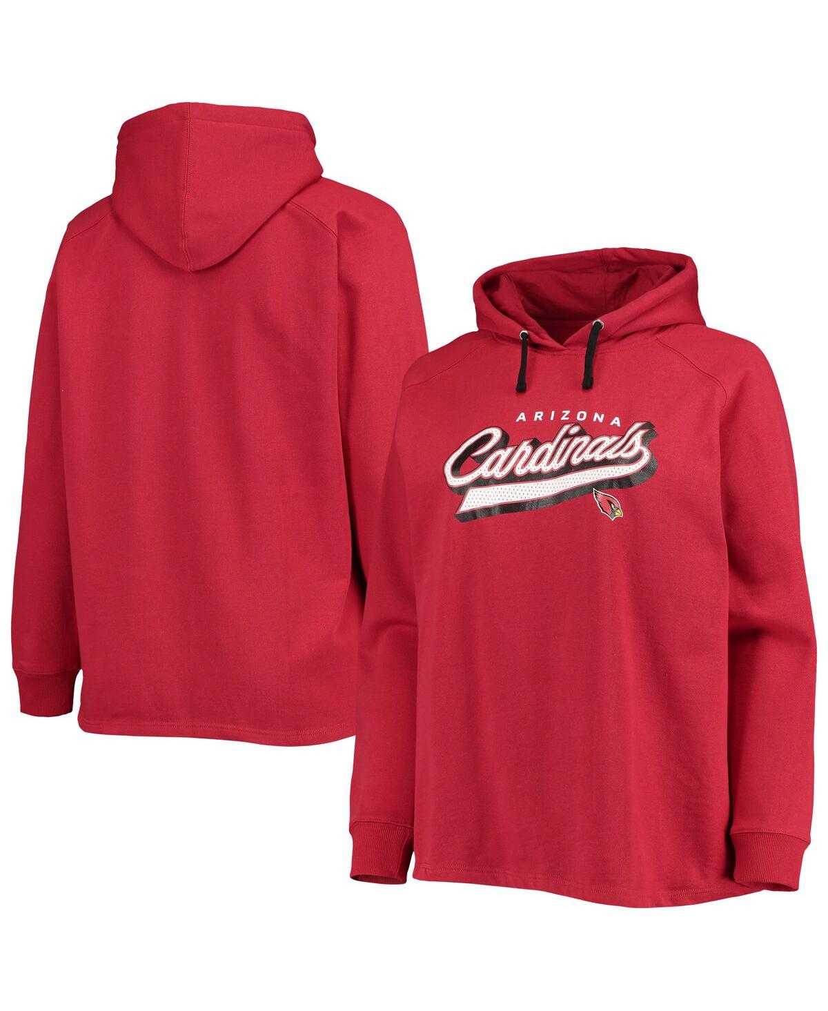Women's FanaticsArizona Cardinals Plus Size First Contact Raglan Pullover Hoodie - Cardinal