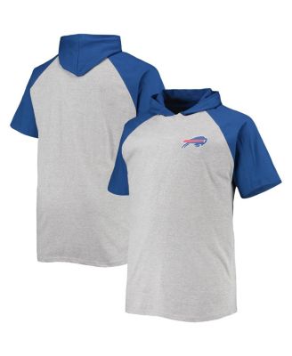 Men's Heathered Gray, Royal Buffalo Bills Big and Tall Raglan Short Sleeve Pullover Hoodie
