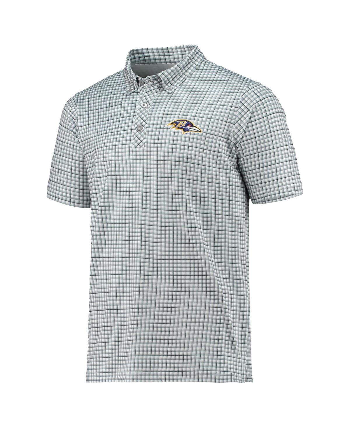 Shop Antigua Men's  Gray, Black Baltimore Ravens Deliver Button-down Polo Shirt In Gray,black