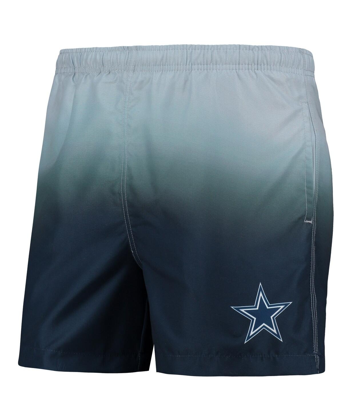 Shop Foco Men's  Gray And Navy Dallas Cowboys Dip-dye Swim Shorts In Gray,navy
